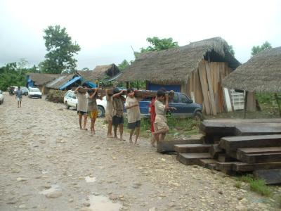 indegenous people carry wood